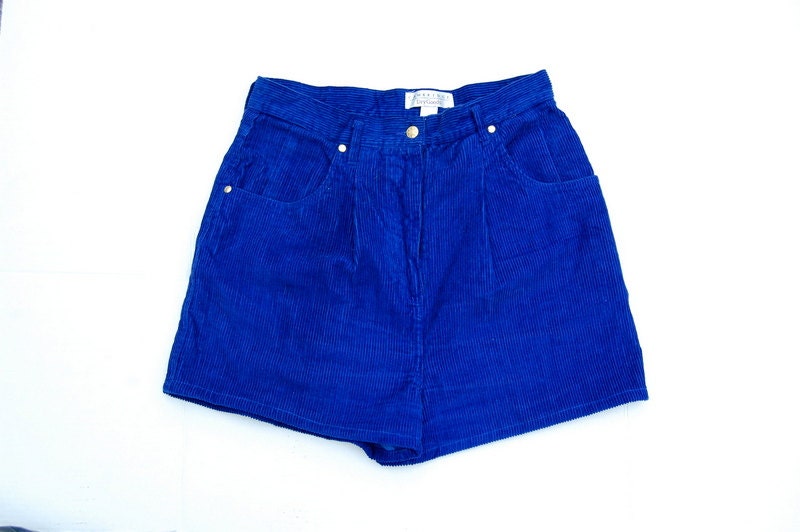 Cobalt blue high waist corduroy shorts 1990s