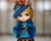 40% OFF Sale Outfit Blythe Jacket Turquoise OOAK Blythe Fur Cardigan Sweater Coat  Blythe Coat Outfit