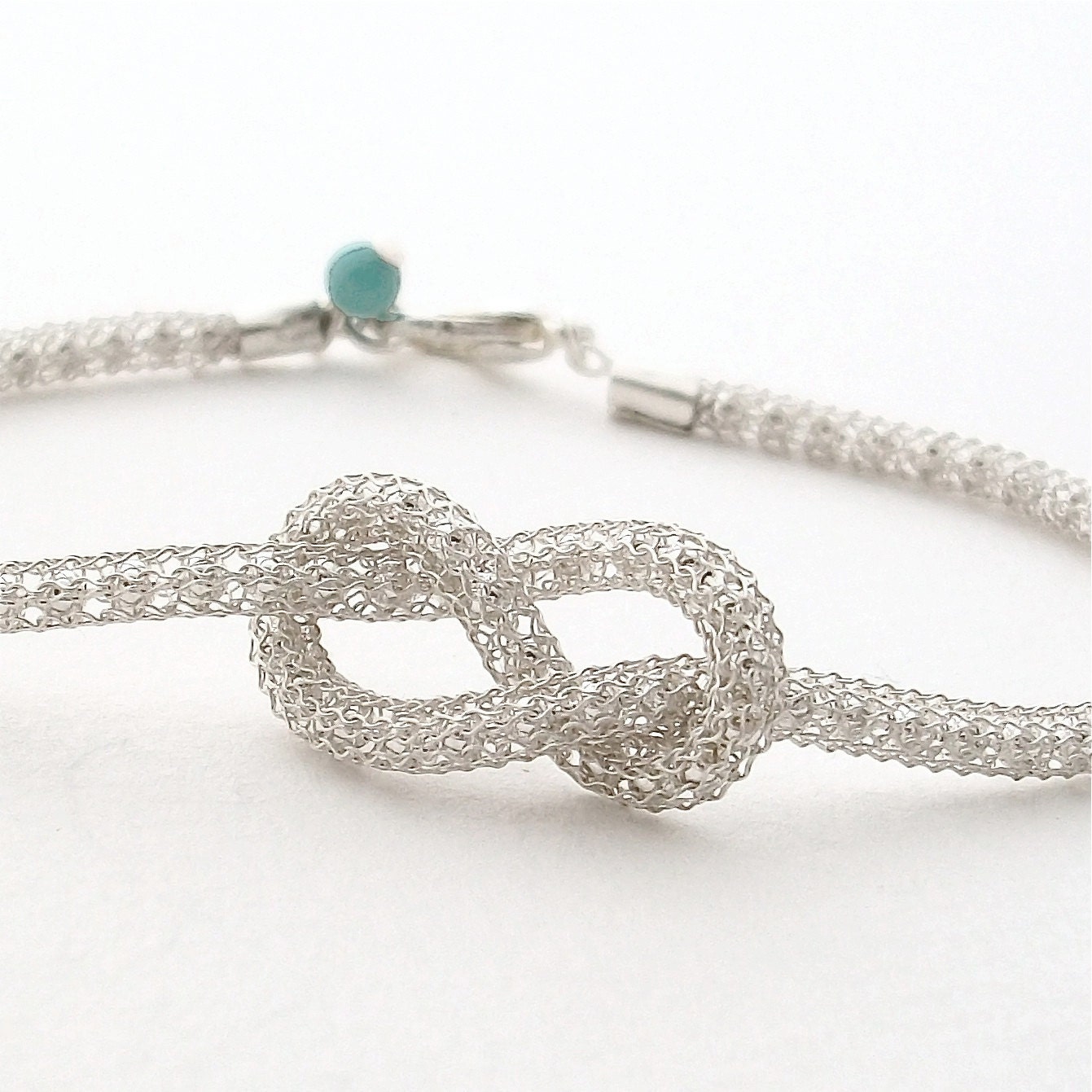 Infinity Knot Bracelet -- silver knotted mesh chain bracelet . handmade jewelry by MoshPoshDesigns