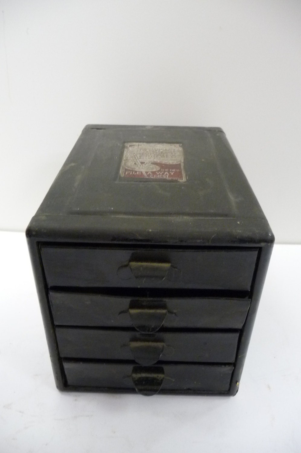 Vintage File A Way Chest black Metal storage 4 drawer organizer