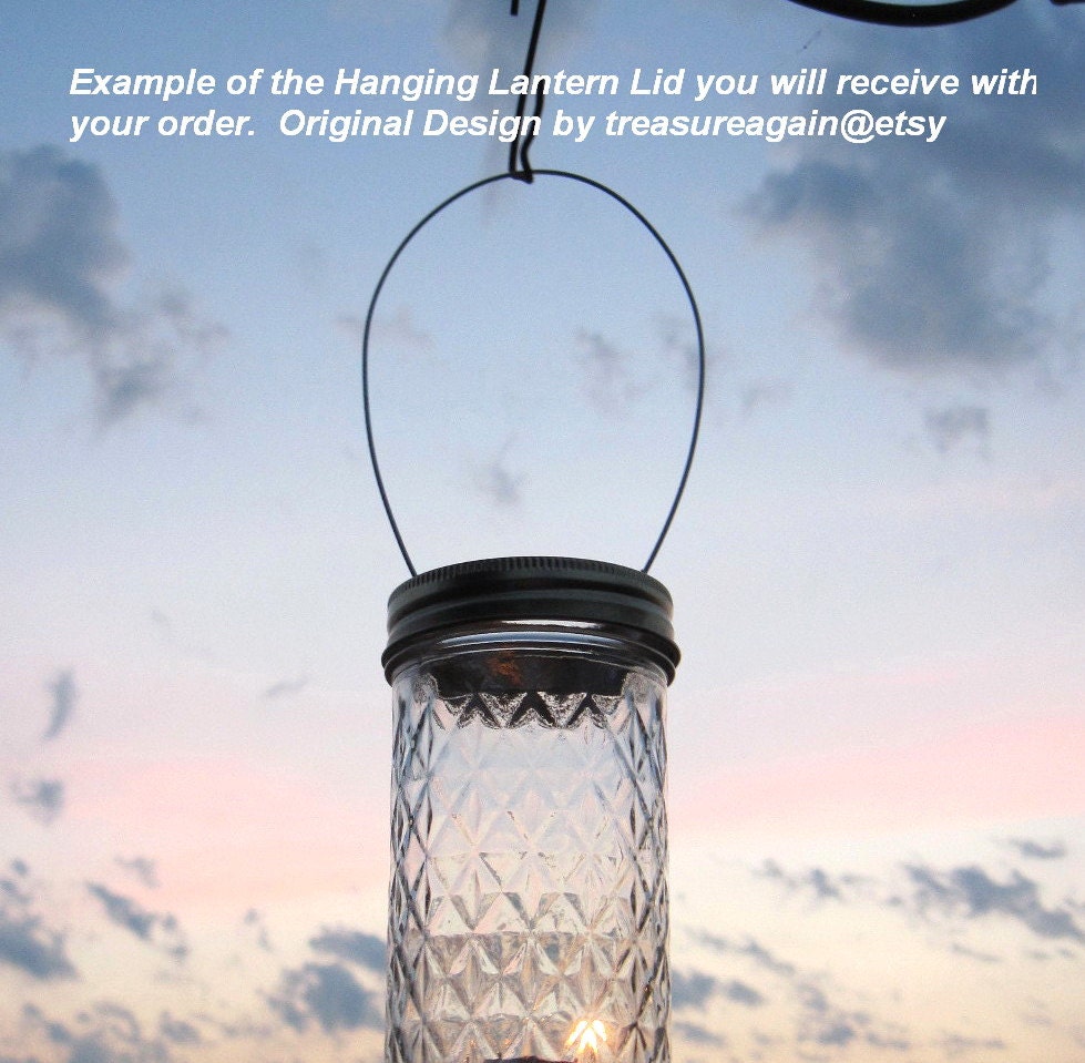 Hanging Mason Jar Lids 10 Outdoor Wedding Candle Holders DIY Canning Jar Hangers Handmade Upcycled Ball Jar Garden Party Lids Only No Jars