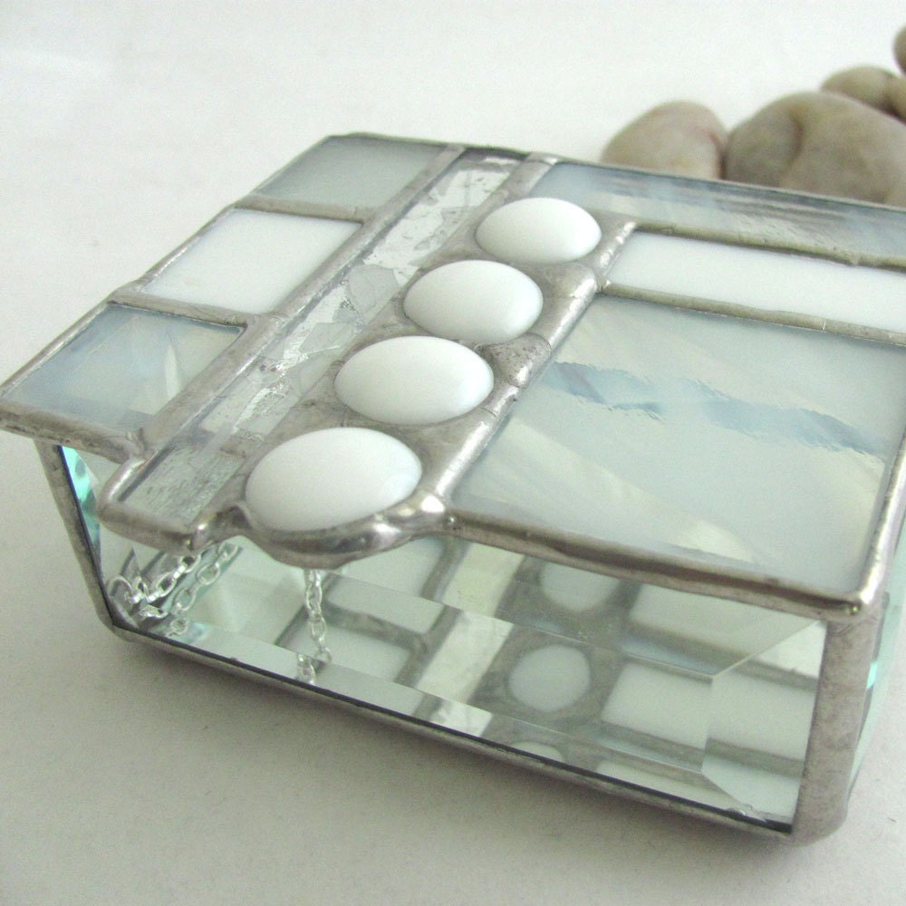 White and shades of White Hand Crafted Stained Glass Box