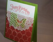 Happy Birthday card hand stamped with embossed butterfly