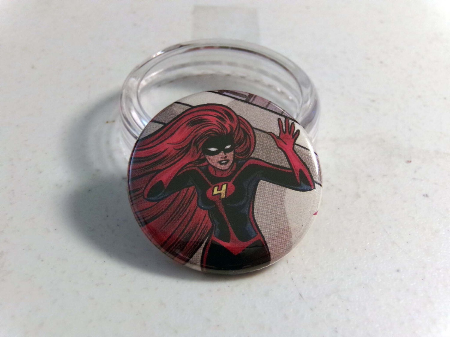 Comic Book 1.5" Button// FF// Medusa