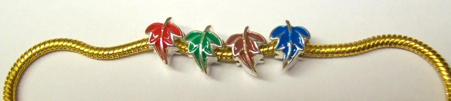 Color Leaf Euro Style Bead Charm  ...  Pick a Color