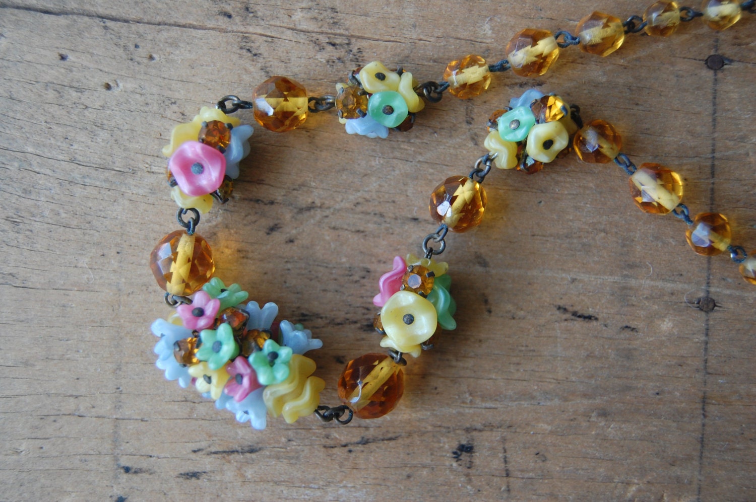 antique Czech glass flower necklace / PERENNIAL