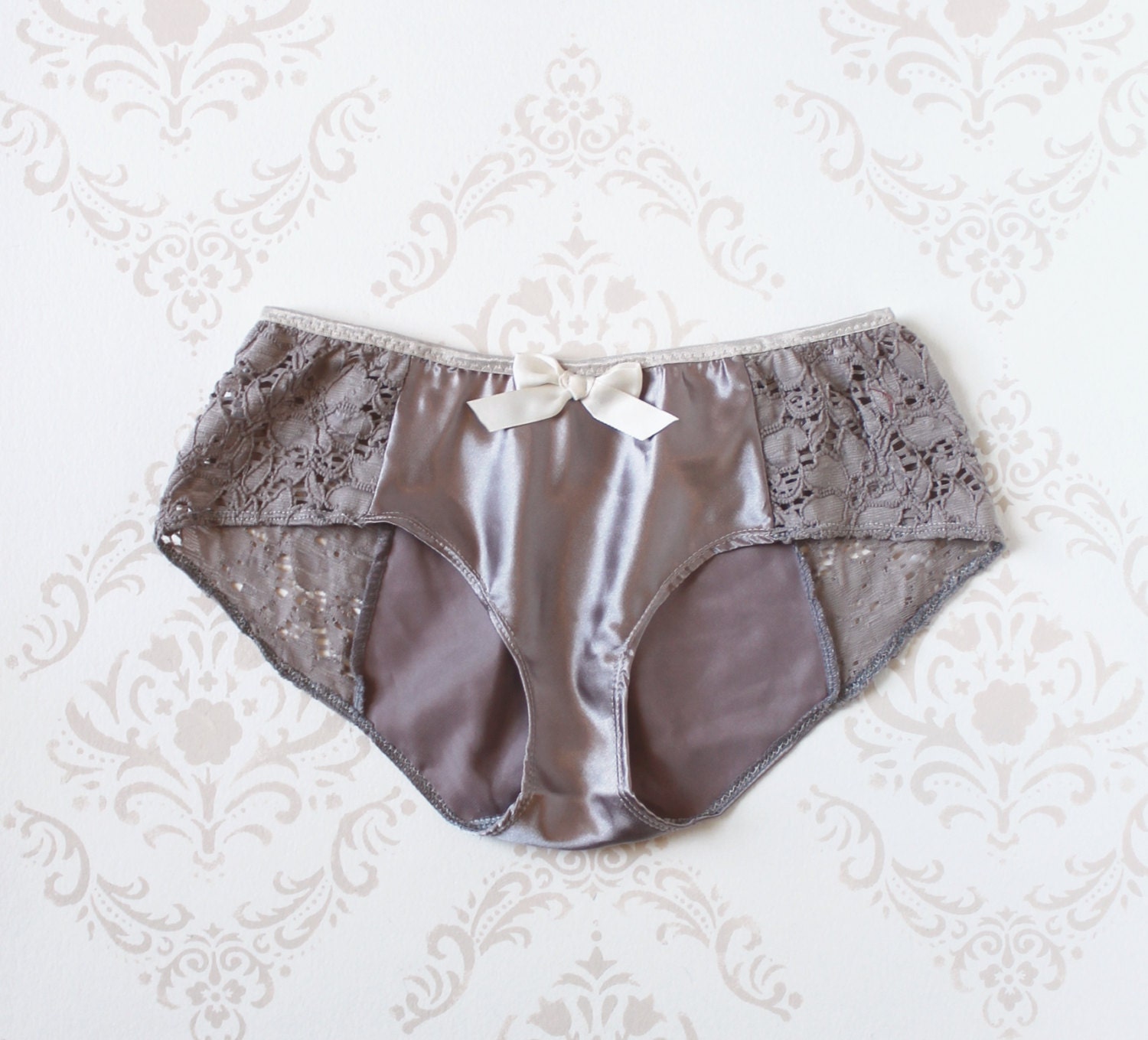 Romantic 'Amethyst Smoke' Satin & Lace Vintage Style Hipster Panties Made to Order by Ohhh Lulu