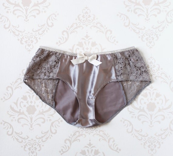 Romantic 'Amethyst Smoke' Satin & Lace Vintage Style Hipster Panties Made to Order by Ohhh Lulu