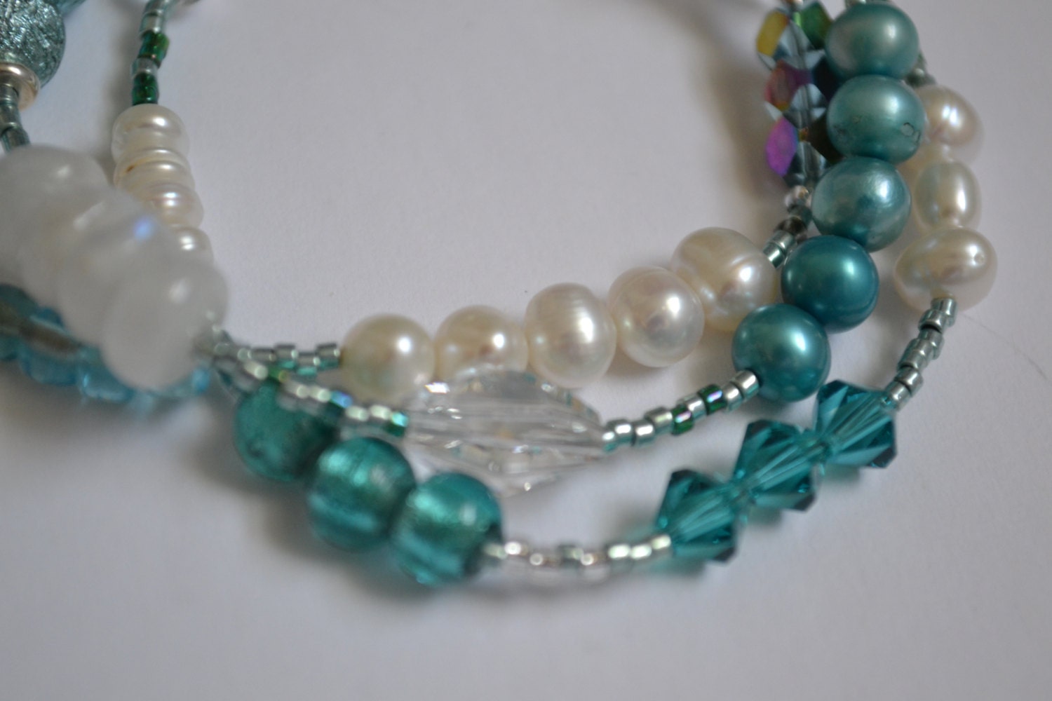 Three Strand Boho Teal and Turquoise Bracelet