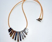 Brown and Gold Beaded Fan Necklace