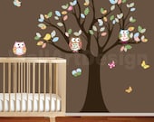 Vinyl Wall Decal Stickers Owl Tree Set Nursery Girls Baby