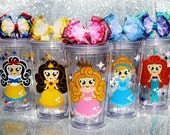Set of 5 Disney Princess Tumblers - Belle Cinderella Aurora Ariel Snow White