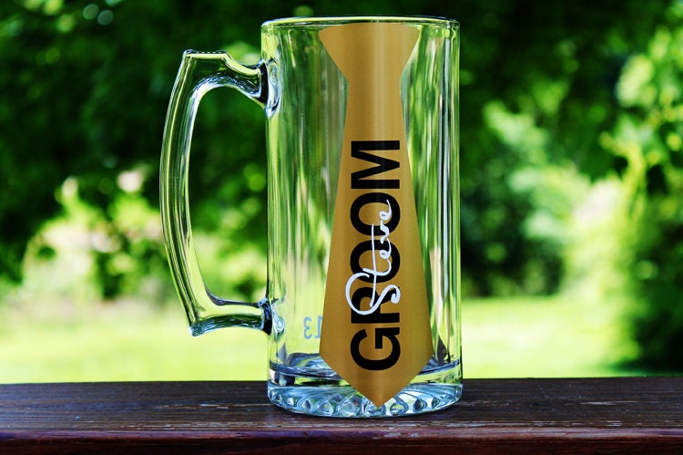 Personalized Groom Custom Name Bridal Wedding Shower Bachelorette Bridesmaid Groom Groomsman Mug and Wine Glass