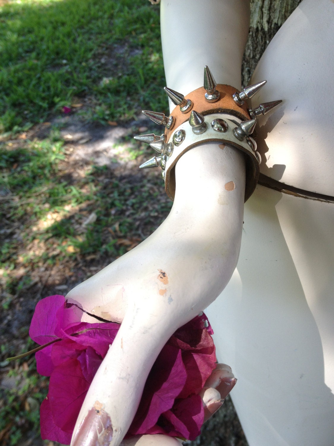 Vintage Two Silver Studded Bracelets Biker Jewels Punk Jewels Vintage Steampunk by Modern Logic