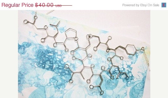 Memorial Day Weekend Sale Oxytocin Necklace - Love & Orgasm Hormone Molecule - Chemistry of Sex