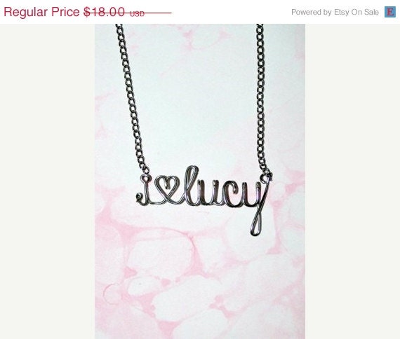 Memorial Day Weekend Sale i love lucy necklace - silver wire word phrase classic tv comedy jewelry