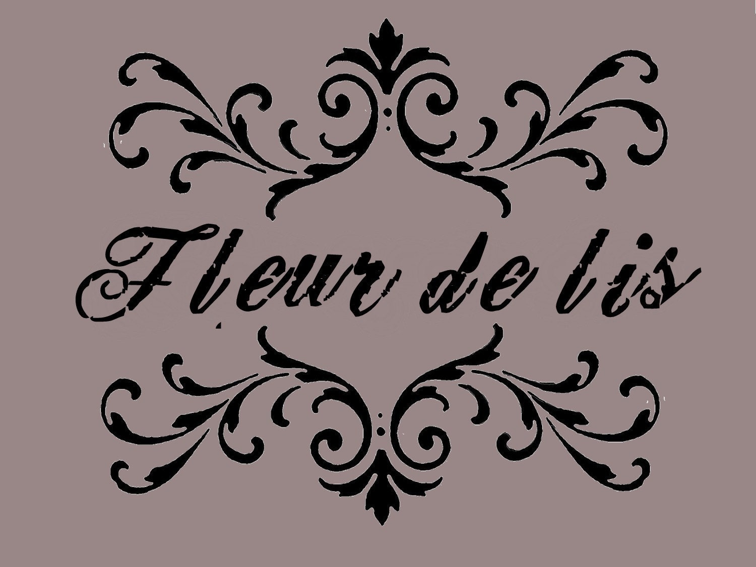 STENCIL Fleur de lis Scroll Brackets  10x12