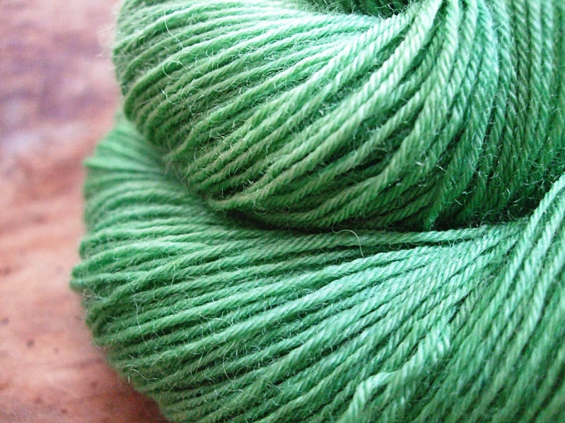 Jump - Green Frog - Handdyed sock weight yarn superwash bfl