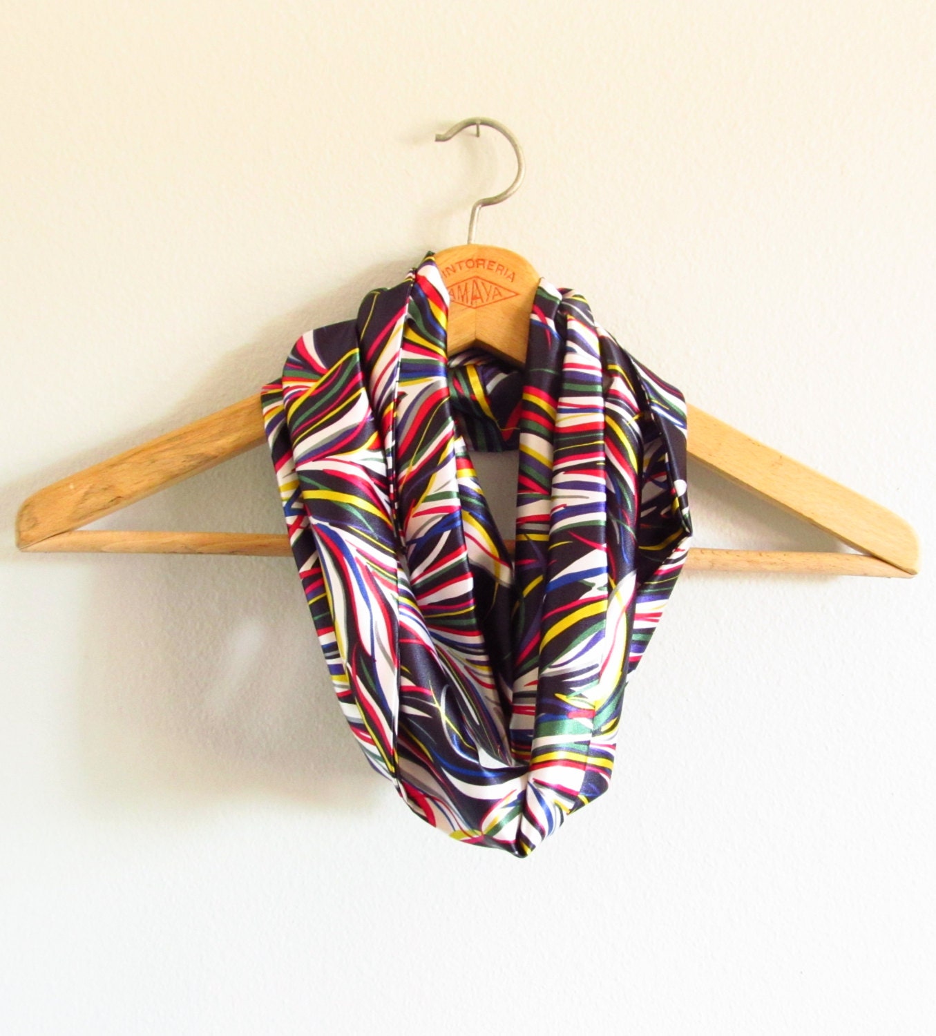 Multicolor Stripe Infinity Scarf - Skinny Scarf - Loop - Circle - Lightweight
