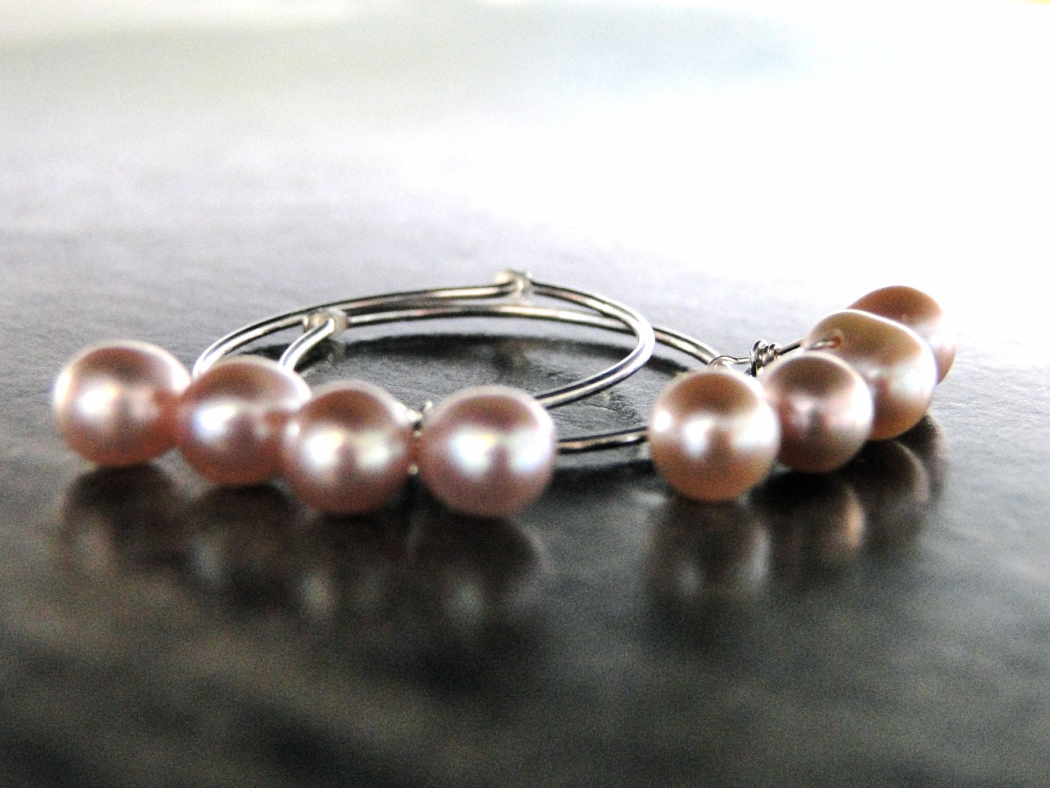 Dangle Freshwater Pearl Earrings, Pale Pink Pearl Earrings, Accessories, Gift for Her
