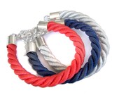 navy blue, coral red, grey  - 3 satin rope nautical bracelets  - set, friendship bracelets - IskraCreations
