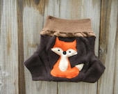 Upcycled Cashmere/Wool Soaker Cover Diaper Cover With Added Doubler Brown With Fox Applique SMALL 3-6M Kidsgogreen
