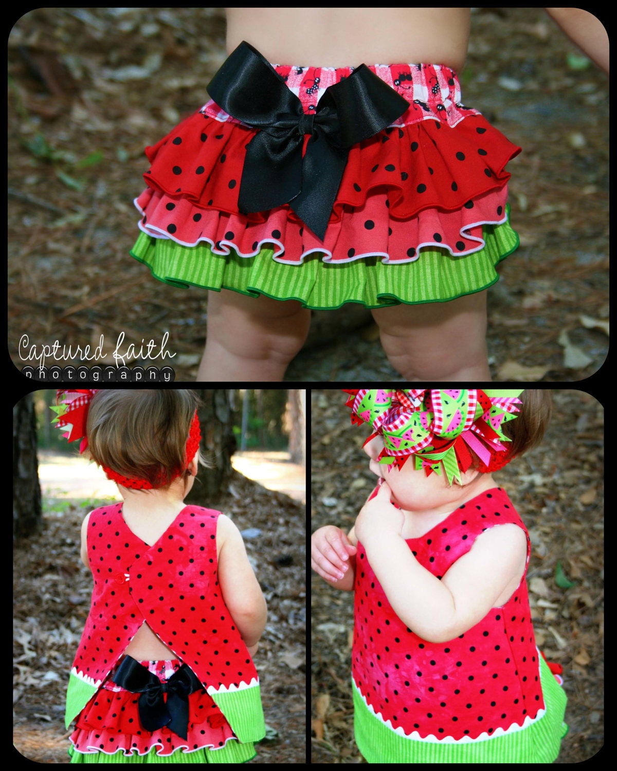 GIRLS Watermelon Open Back Top & Ruffled Bloomer - 2t, 3t, 4t