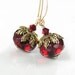 Garnet Red Earrings 14K Gold Filled French Hooks Scarlet Red Czech Glass Earrings Antique Gold Leaf Earrings