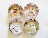 Large Glass Magnets -  Set of 4- Clocks
