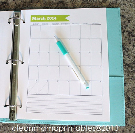 2014 Banner Planner or Binder Calendar - 12 documents - INSTANT DOWNLOAD