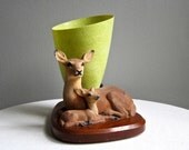 1970s Deer and Fawn Table Lamp Modern Lighting TV Lamp Kitsch Fiberglass Woodland