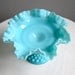 Turquoise Blue Milk Glass Footed Compote by Fenton, 1950s Footed Bowl