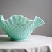Green Pastel Milk Glass Bowl, Fenton Hobnail 1950s Mint Green