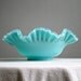 Turquoise Silver Crest Blue Milk Glass Bowl by Fenton, 1950s