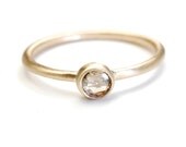 Rose Cut Diamond Ring, Diamond Engagement Ring, Champagne Rose Cut Diamond Gold Ring, Stacking Ring, Stacking Diamond Ring, OOAK, Nixin