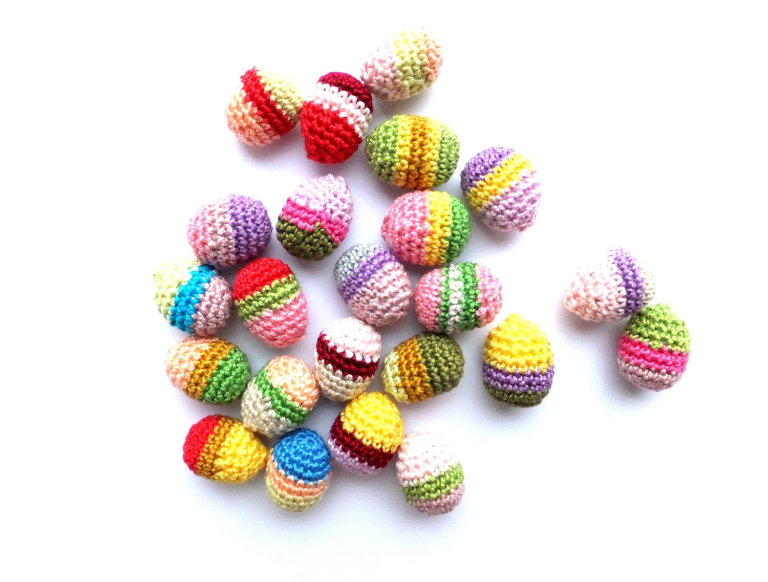 Crocheted Easter eggs ornaments, amigurumi, colorful spring decorations /set of 6/