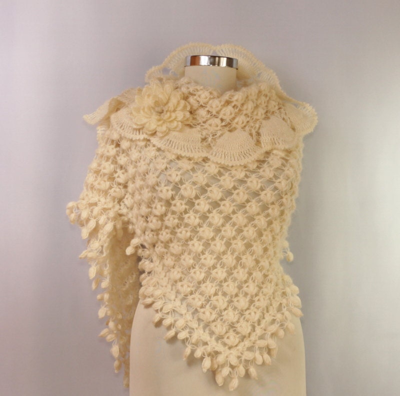 Tenderly  / Ivory Wedding Shawl Crochet Winter Wedding Wrap Bolero Crochet Bridal Shawl Wedding Bridal Wrap Shrug Bolero By Lilithist