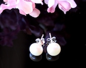 white pearl earrings - Sterling Silver wedding bridal jewelry gift, dainty earrings, delicate simple, birthday gift