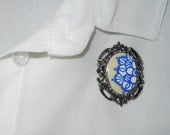 Painted Ostrich Shell Brooch
