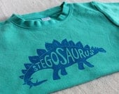 Stegosaurus Dinosaur Tshirt, Linocut Hand-Printed