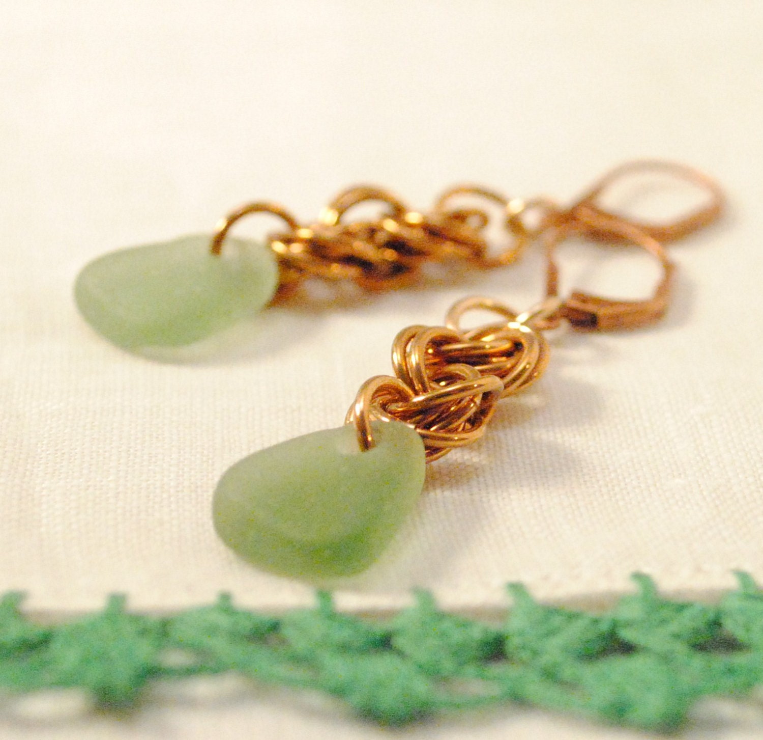 Sea Glass from Scotland with Bronze Links