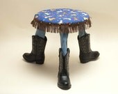 Child's Western Cowboy Boot Wooden Three Legged Stool