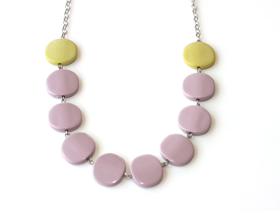 Color block necklace - light purple citrine yellow jewelry - african violet necklace - lilac necklace - geometric necklace
