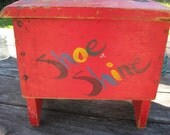 Red Blue Yellow Green Painted Wood Shoe Shine Box