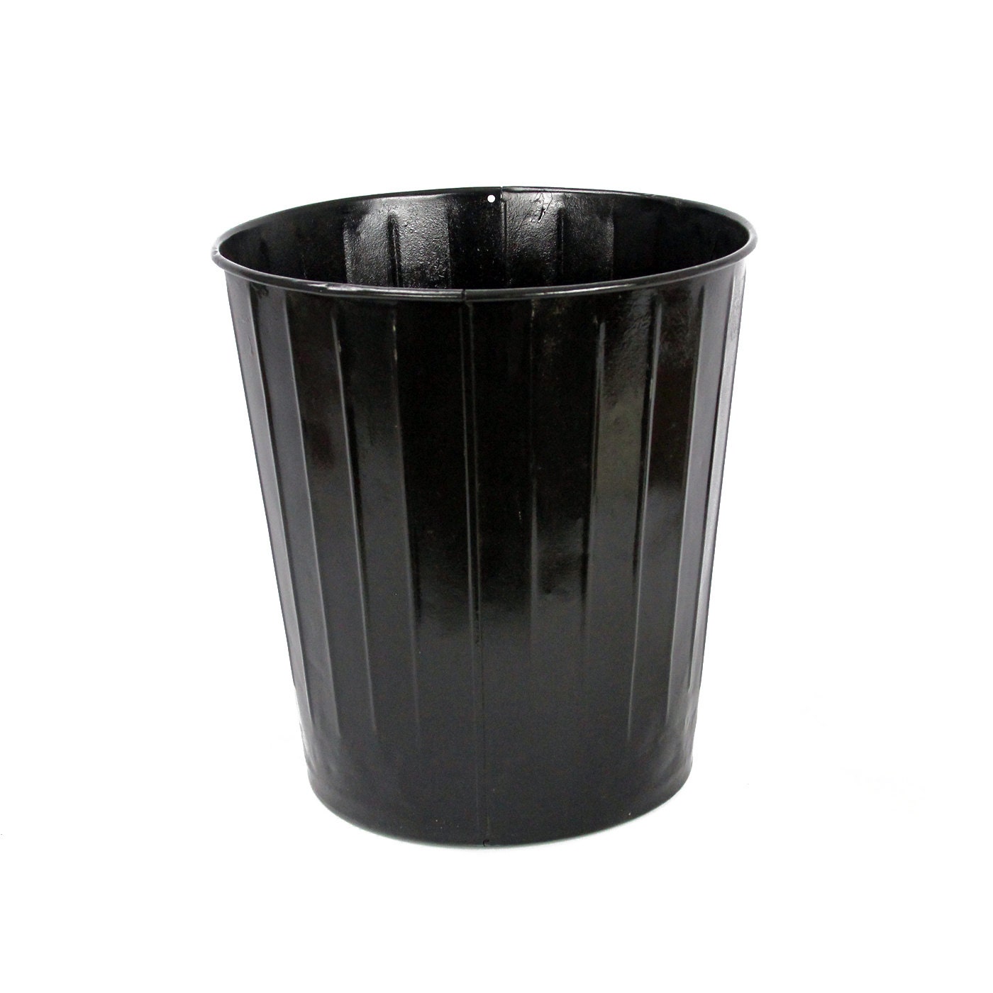 vintage black metal school waste basket -- reserved for Caitlin 