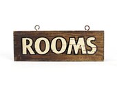 vintage wooden hand-painted "ROOMS" sign