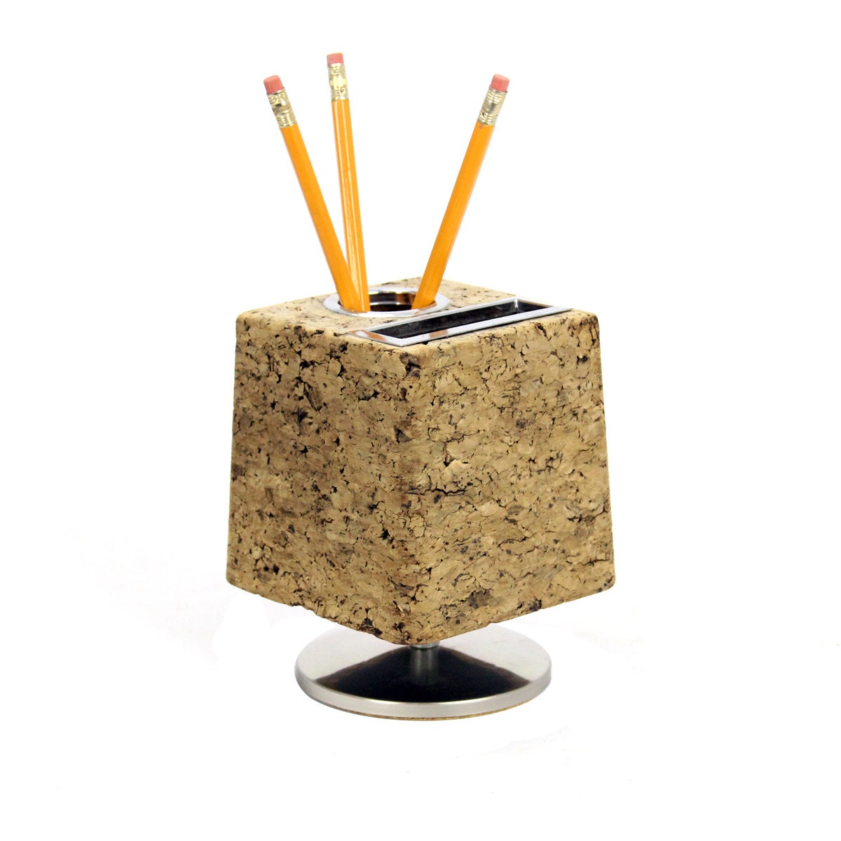 vintage mid-century cork pencil holder