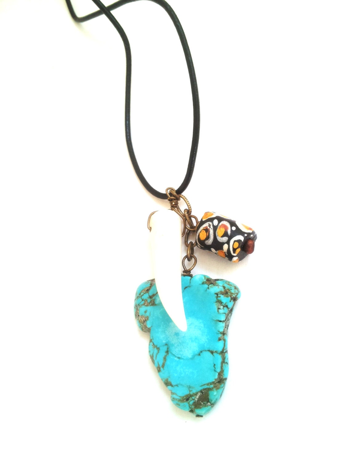 Boho chic cluster necklace- African, beaded necklace