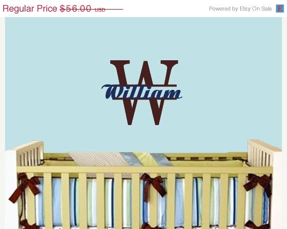 SALE 10% OFF MONOGRAM Personalized Name   Wall Decal