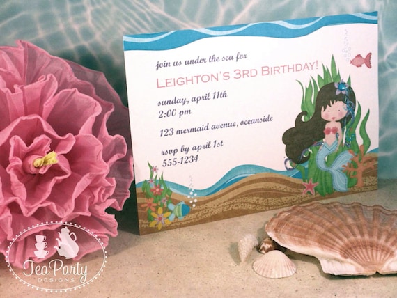 Blue Lagoon...Customized Mermaid Birthday Party Invitations Il_570xn